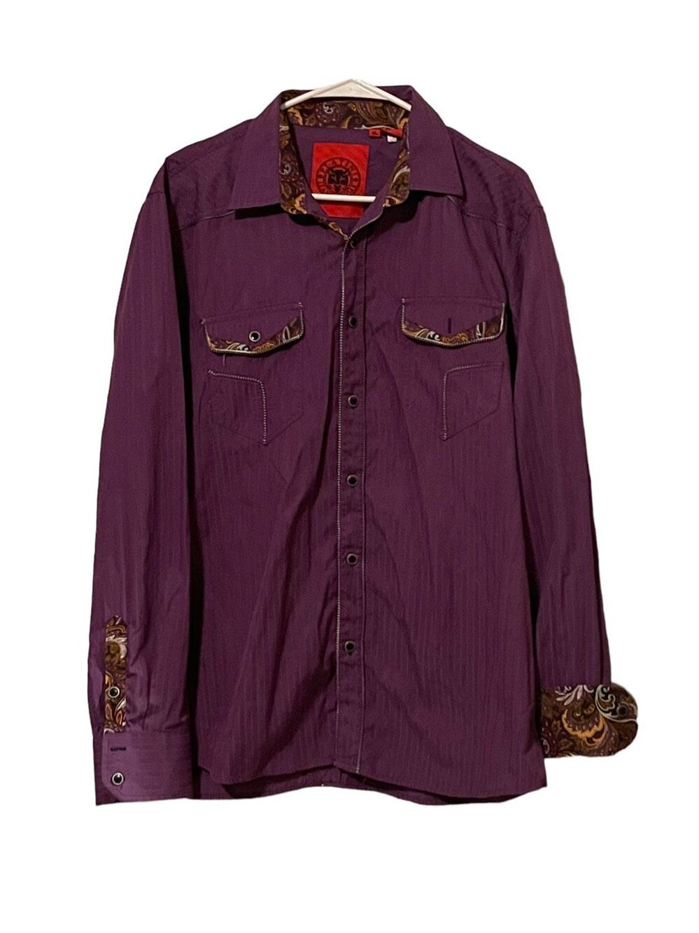 Platini Jeans Cougar Mens Purple Long Sleeve Button Up Shirt XL